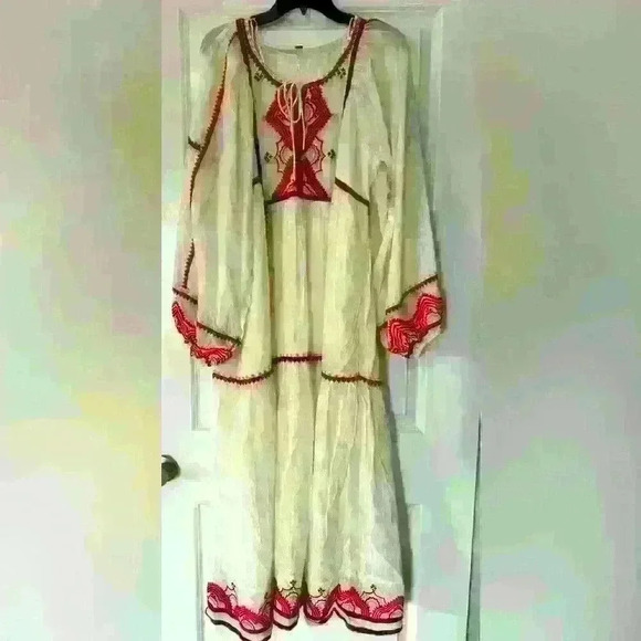 NWOT. Free People Women's Sweet Escape Midi Dress. Med., Cream with acce… - Picture 4 of 12
